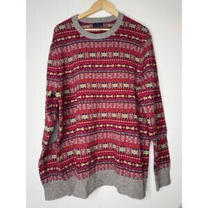 Brooks Brothers Merino Wool Blend Sweater MEN's Fairisle Snowflake XXL Holiday